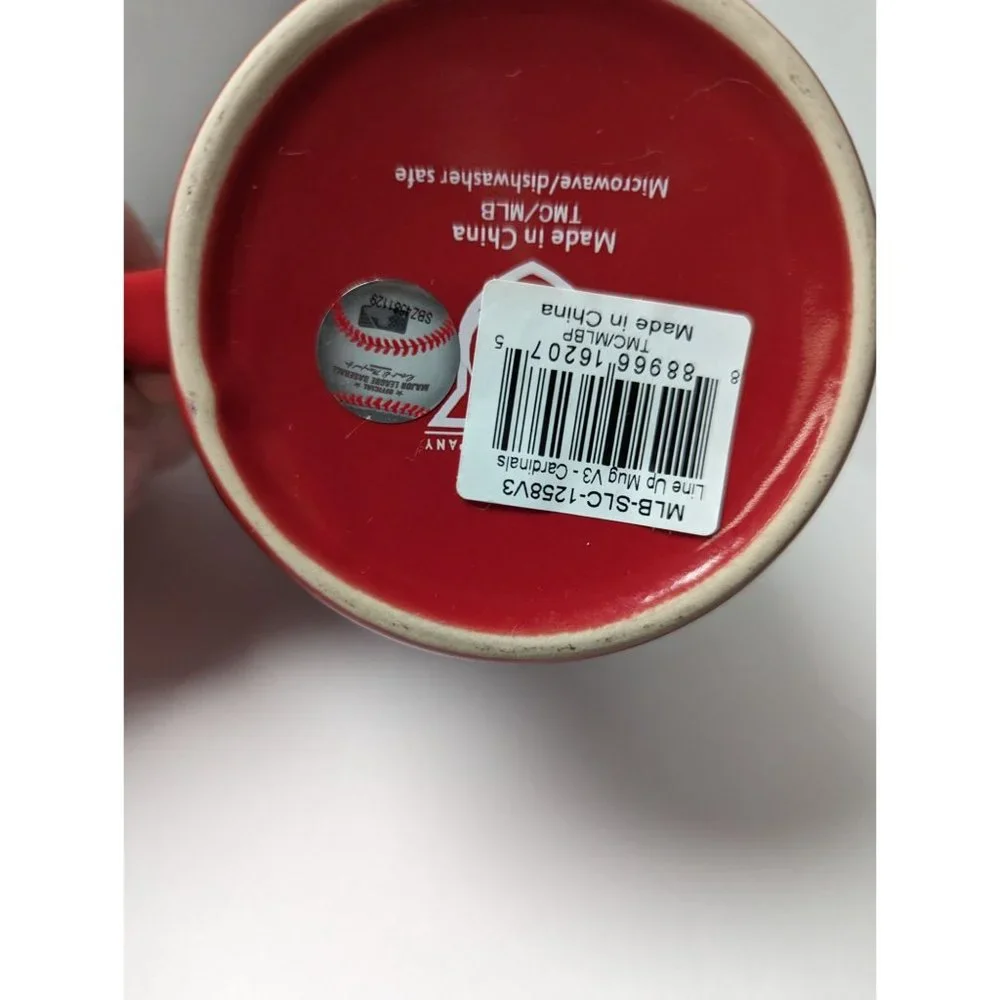 MLB Official Saint Louis Cardinals tulip red & black logo‎ polka dot mug 5 inch